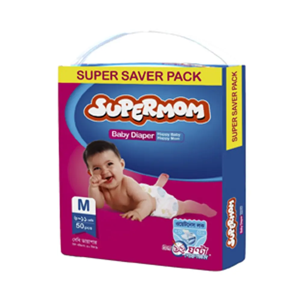 Square - Supermom Baby Diaper - Belt (6-11kg) (M - 50pcs)